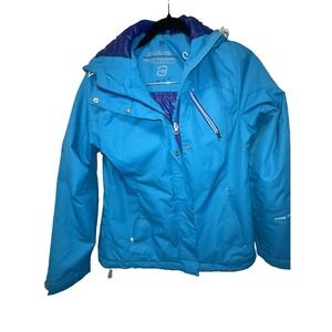 Free Country Radiance Series Jacket Womens Size S Blue Hooded Full Zip Jacket